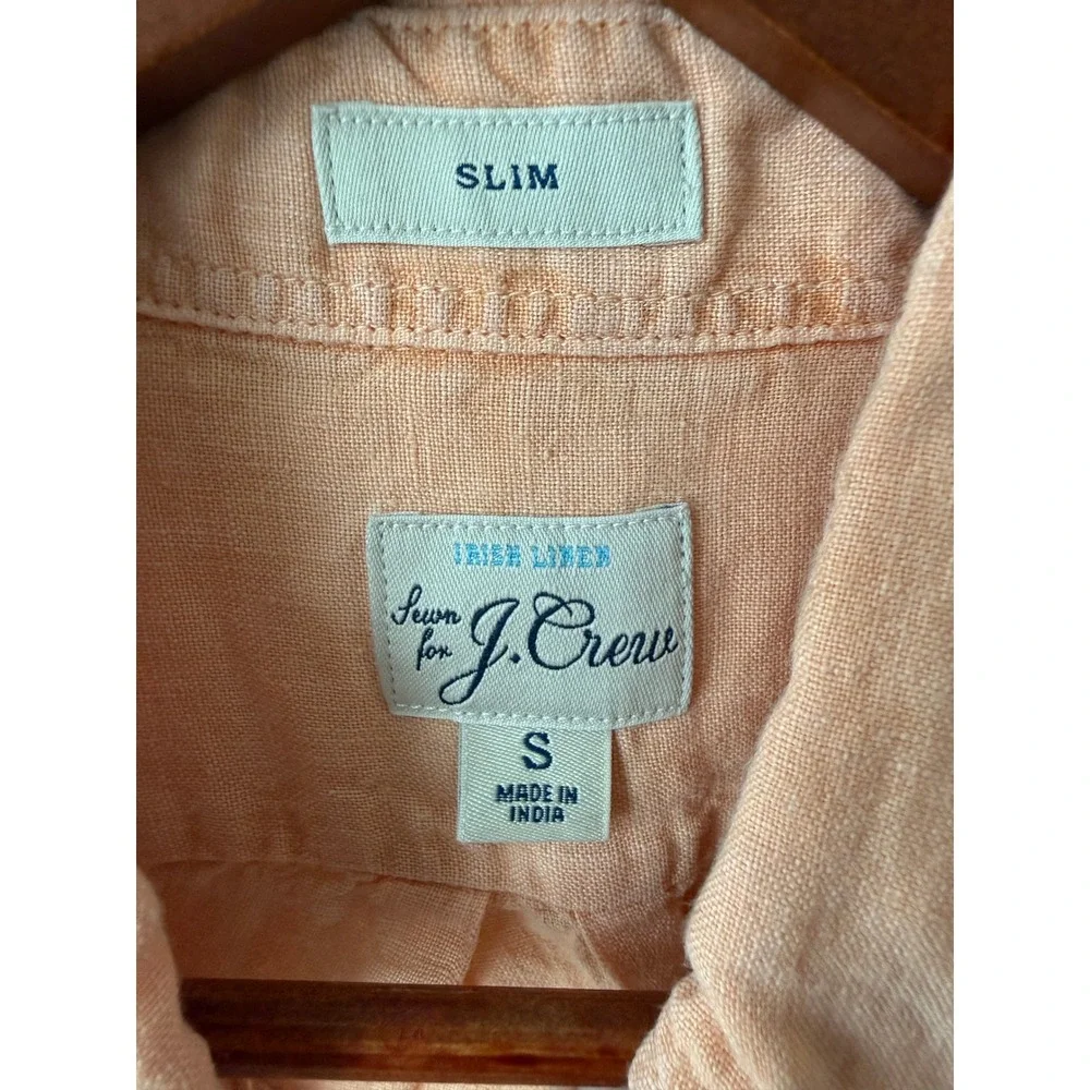 J.Crew Baird McNutt Irish Linen Shirt Slim Fit Short Sleeve Peach Orange Small